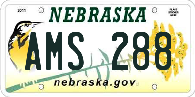 NE license plate AMS288