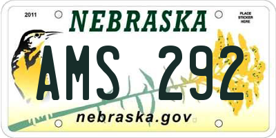NE license plate AMS292