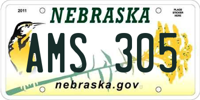 NE license plate AMS305
