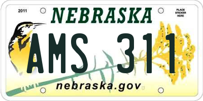 NE license plate AMS311