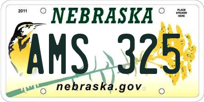 NE license plate AMS325