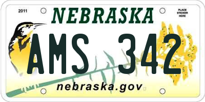 NE license plate AMS342