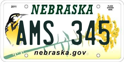 NE license plate AMS345