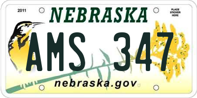 NE license plate AMS347