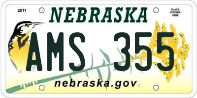 NE license plate AMS355