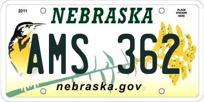 NE license plate AMS362