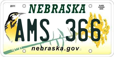 NE license plate AMS366