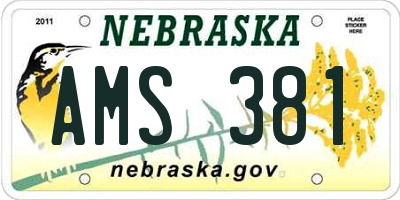 NE license plate AMS381