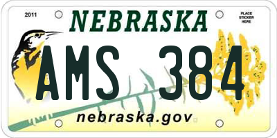 NE license plate AMS384