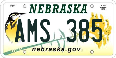 NE license plate AMS385