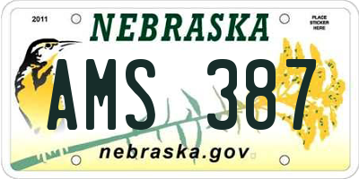 NE license plate AMS387