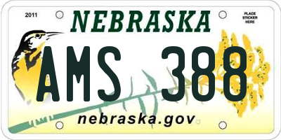 NE license plate AMS388