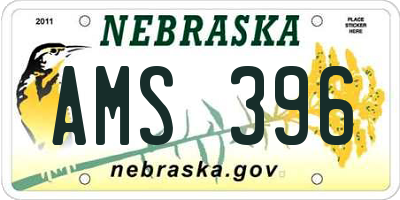 NE license plate AMS396