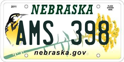 NE license plate AMS398