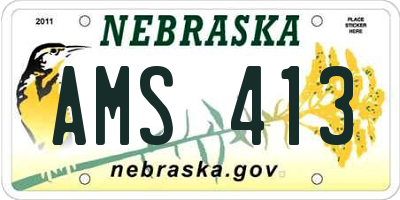 NE license plate AMS413