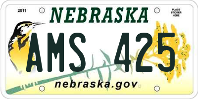 NE license plate AMS425