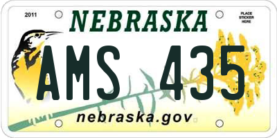 NE license plate AMS435