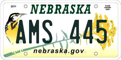 NE license plate AMS445