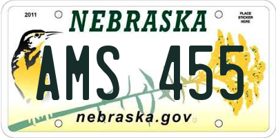 NE license plate AMS455