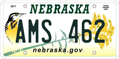 NE license plate AMS462