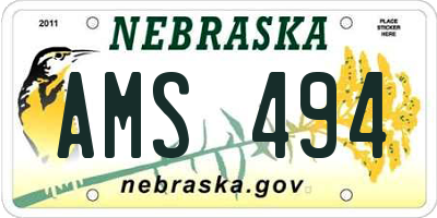 NE license plate AMS494