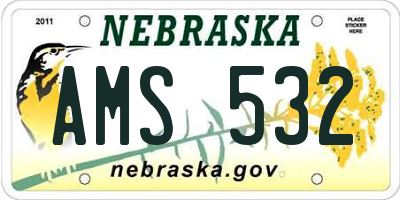 NE license plate AMS532