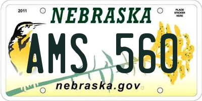 NE license plate AMS560