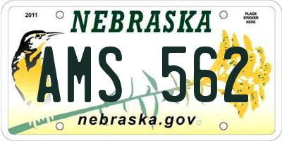 NE license plate AMS562