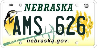 NE license plate AMS626