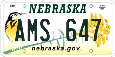NE license plate AMS647