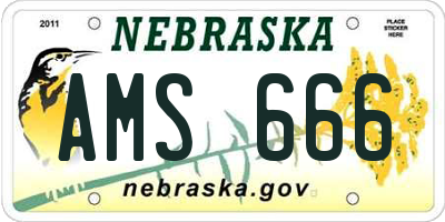 NE license plate AMS666