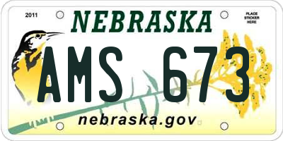 NE license plate AMS673