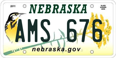 NE license plate AMS676