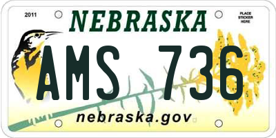 NE license plate AMS736