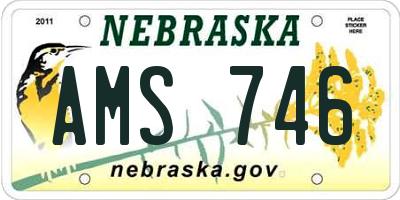 NE license plate AMS746