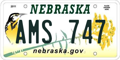 NE license plate AMS747