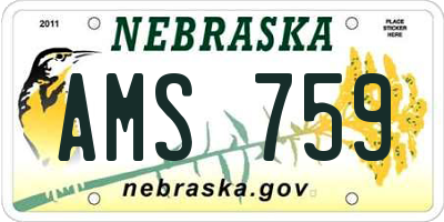 NE license plate AMS759