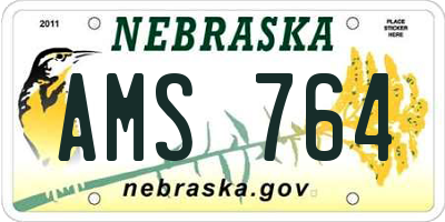 NE license plate AMS764