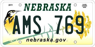 NE license plate AMS769