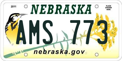 NE license plate AMS773