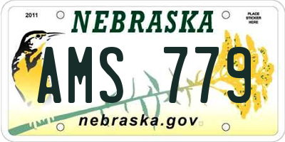 NE license plate AMS779