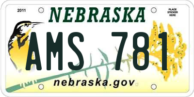 NE license plate AMS781