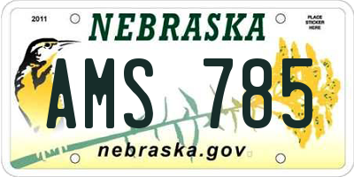 NE license plate AMS785