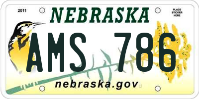 NE license plate AMS786