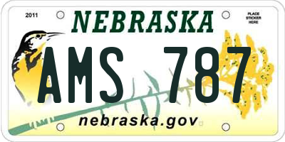 NE license plate AMS787