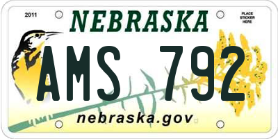 NE license plate AMS792