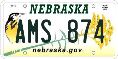 NE license plate AMS874