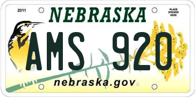 NE license plate AMS920