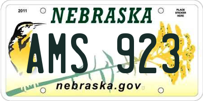 NE license plate AMS923