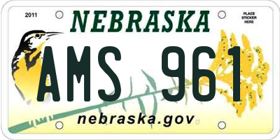 NE license plate AMS961